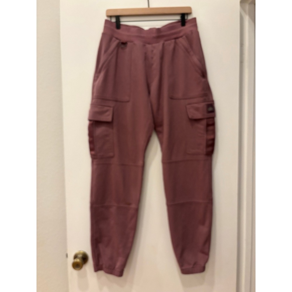 Alo Yoga Women Mauve Pink Cargo Jogger Sweatpants French Terry Relaxed Oversized